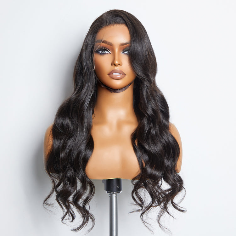 Glueless 3D Cap Pre-bleached Body Wave 13x4 Transparent Lace Front Wig 150% Density