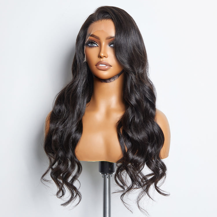 Glueless 3D Cap Pre-bleached Body Wave 13x4 Transparent Lace Front Wig 150% Density