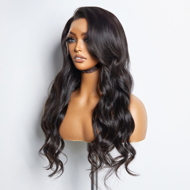 Glueless 3D Cap Pre-bleached Body Wave 13x4 Transparent Lace Front Wig 150% Density