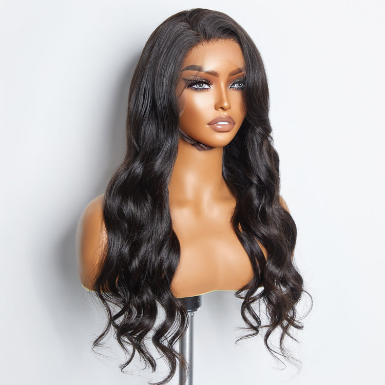 Glueless 3D Cap Pre-bleached Body Wave 13x4 Transparent Lace Front Wig 150% Density